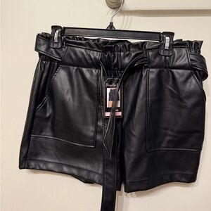 Ci Sono Black Faux Leather High Waist Shorts